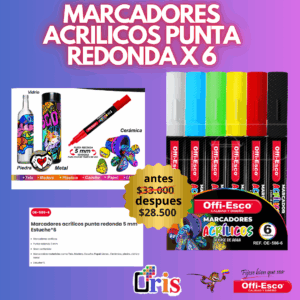 ESTUCHE DE MARCADOR ACRILICO OFFI-ESCO X6 OE-586-6