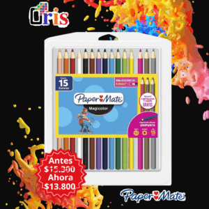 Lápices de Colores Paper Mate Magicolor x15 - Mina Resistente 4.0mm