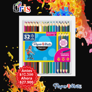 Colores Paper Mate Magicolor - Caja de 28 Lápices con 32 Colores Vibrantes