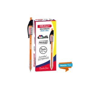 Bolígrafo Semi-Gel Retráctil 0.7mm - Trazo Fino (Caja x 12) NEGRO